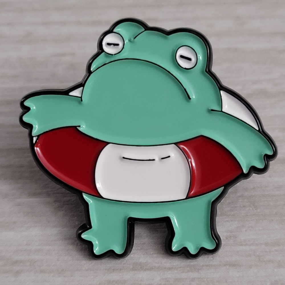 Frog With A Floatie Enamel Pin
